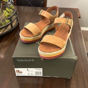 Timberland Santorini Sun Wedge Sandal Light Brown. Like New!